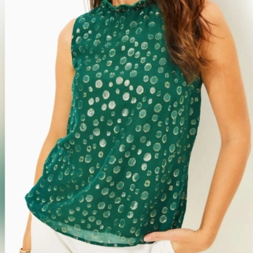 Lilly Pulitzer Teal Polka Dot Blouse